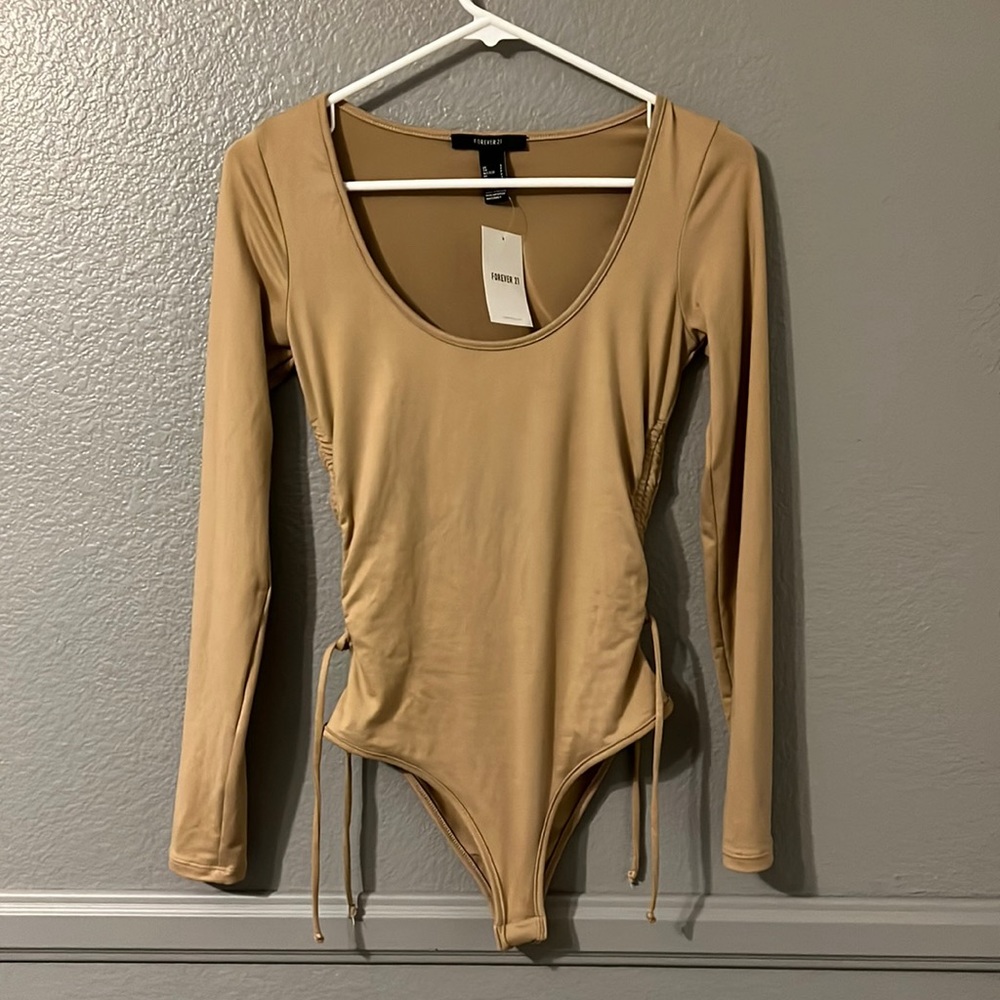 Forever 21 Long Sleeve Beige Body Suit